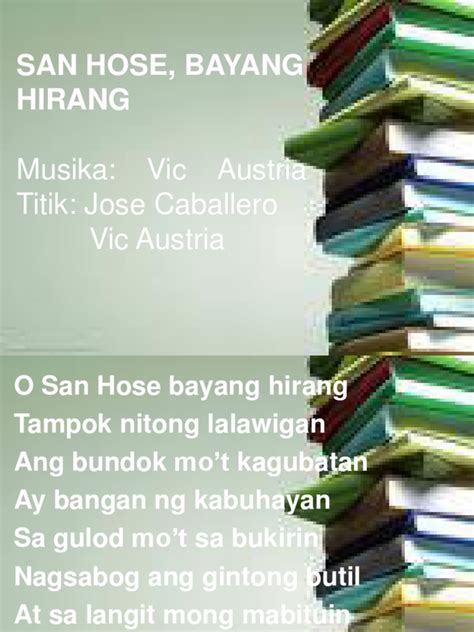 San Jose Bayang Hirang Lyrics ( San Jose Hymn) .